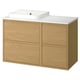 ÄNGSJÖN / BACKSJÖN Moble de lavabo/lavabo, efecte roure/blanc efecte marbre, 102x49x71 cm