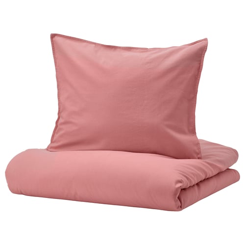 Joc de llit rosa ÄNGSLILJA, cotó suau, rectangular, disseny net.