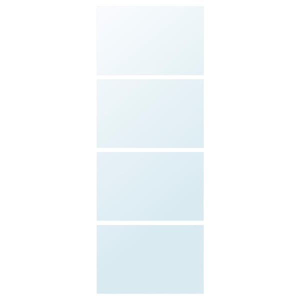 Conjunt de quatre panells de miralls lliscants de color blau clar, perfectes per a portes.