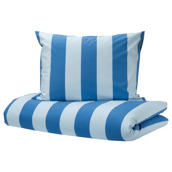 BARNDRÖM Funda nòrdica+funda coixí, blau verd/motiu de ratlles, 150x200/50x60 cm