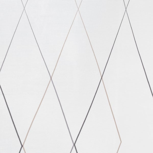 Cortina de dutxa minimalista amb estampat de diamants grisos sobre blanc. Teixit dens, resistent a l'aigua, penja amb elegància. Fabricat amb polièster reciclat.
