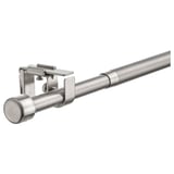 Conjunt de barres de cortina de plata BEKRÄFTA, disseny elegant, longitud ajustable, inclou suports i remataments.