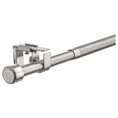 Conjunt de barres de cortina de plata BEKRÄFTA, disseny elegant, longitud ajustable, inclou suports i remataments.