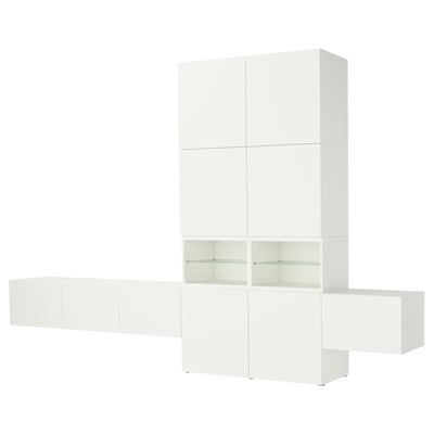 BESTÅ Combi emmagatz àudio/vídeo, blanc/Lappviken blanc, 360x42x231 cm