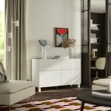 BESTÅ Combi emmagatz portes/calaixos, blanc/Förvaltare blanc, 120x42x75 cm