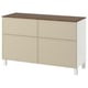 BESTÅ Combi emmagatz portes/calaixos, blanc/Krukmakare beix, 120x42x75 cm