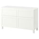 BESTÅ Combi emmagatz portes/calaixos, blanc/Pipmakare blanc, 120x42x75 cm