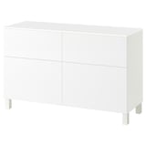 BESTÅ Combi emmagatz portes/calaixos, blanc/Selsviken/Stubbarp blanc, 120x42x75 cm