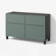 BESTÅ Combi emmagatz portes/calaixos, negre-marró/Krukmakare gris fosc-verd, 120x42x74 cm