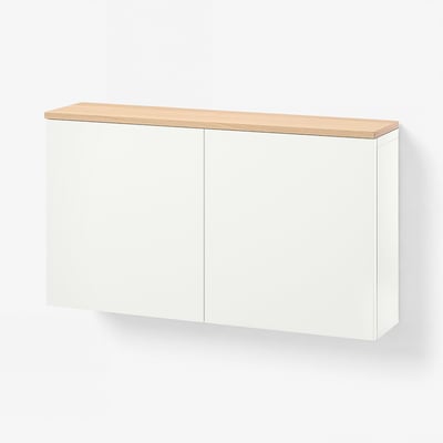 BESTÅ Combinació armari paret, blanc Lappviken/fullola de roure, 120x22x66 cm
