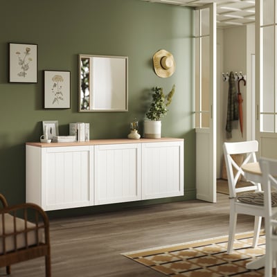 BESTÅ Combinació armari paret, blanc/Pipmakare blanc, 180x42x66 cm