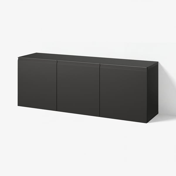 BESTÅ Combinació armari paret, negre-marró/Hammarsmed antracita, 180x42x64 cm