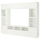 BESTÅ Combinació emmagt. TV/portes vidre, blanc/Pipmakare blanc, 300x42x231 cm