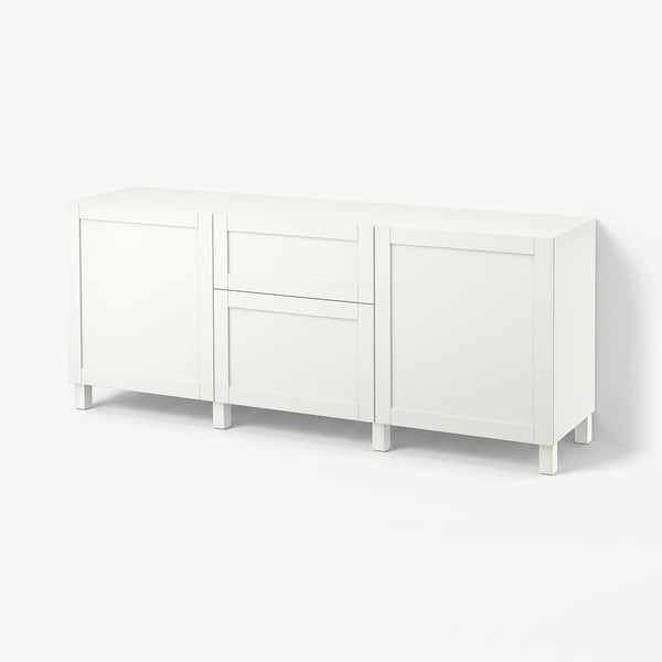 BESTÅ Emmagatzematge amb calaixos, blanc/Hanviken/Stubbarp blanc, 180x42x74 cm