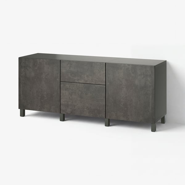 BESTÅ Emmagatzematge amb calaixos, gris fosc/Kallviken/Stubbarp gris fosc, 180x42x74 cm