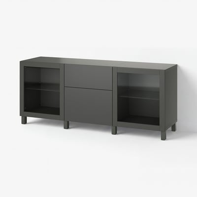 BESTÅ Emmagatzematge amb calaixos, gris fosc Lappviken/Sindvik/Stubbarp gris fosc, 180x42x74 cm