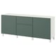 BESTÅ Emmagatzematge amb calaixos, Krukmakare gris fosc-verd/Stubbarp blanc, 180x42x74 cm
