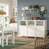 BESTÅ Emmagatzematge amb portes, blanc/Pipmakare blanc, 180x42x112 cm