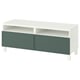 BESTÅ Moble de TV amb calaixos, blanc/Krukmakare gris fosc-verd, 120x42x48 cm