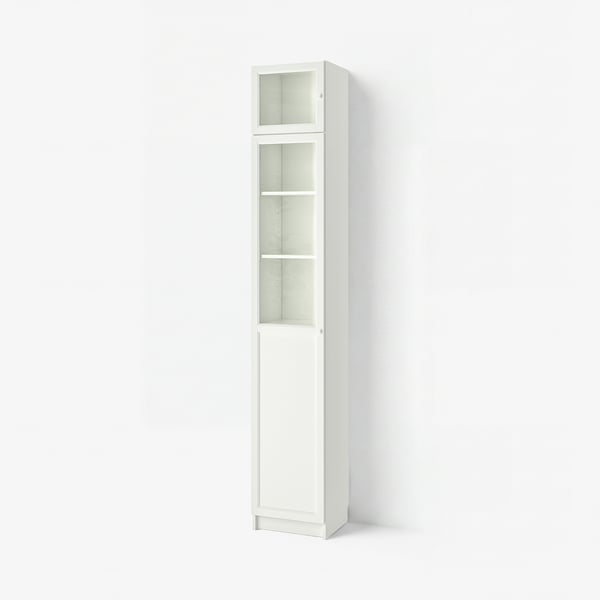 BILLY / OXBERG Llibreria/mod ext alt/po/vid, blanc/vidre, 40x41x237 cm