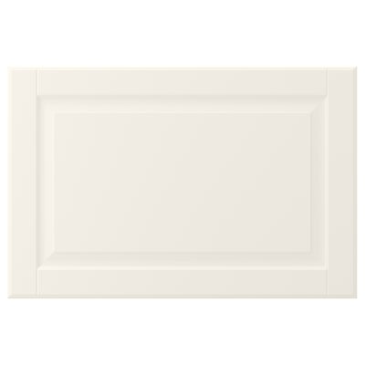 Una porta de l'armari BODBYN en blanc trencat. Té un disseny clàssic i bisellat i està fabricat amb taulers de fibra amb acabat lacat llis.