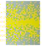 Manta de píxels quadrats grocs BRÄNNBOLL, suau, polièster reciclat, rectangular.