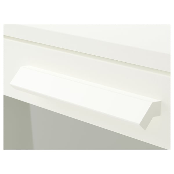 Calaixera blanca moderna amb calaix superior de vidre esmerilat. Disseny de qualitat amb calaixos suaus.