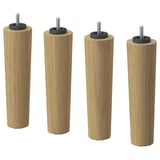 Quatre potes de fusta amb insercions i cargols negres, en acabat natural.