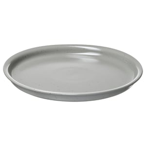 Plat DAGGASTER gris, gres rústic, rodó, disseny senzill amb taques.