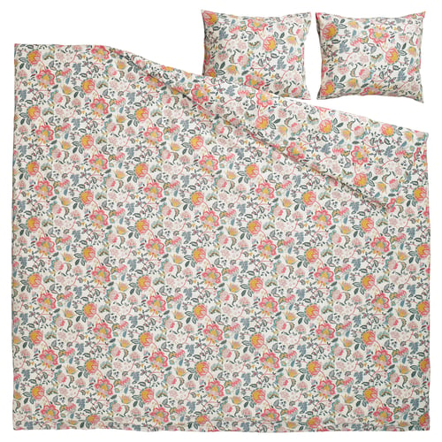 DAGGSALVIA Funda nòrdica+2 fundes coixí, multicolor/estampat de flors, 240x220/50x60 cm