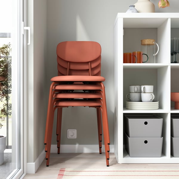 DOCKSTA / SANDSBERG Taula i 4 cadires, blanc/Remmarn vermell marró, 103 cm