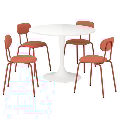 DOCKSTA / SANDSBERG Taula i 4 cadires, blanc/Remmarn vermell marró, 103 cm