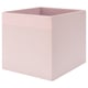 Caixa d'emmagatzematge de tela rosa, de forma quadrada, dissenyada per a prestatgeries, elegant i funcional.