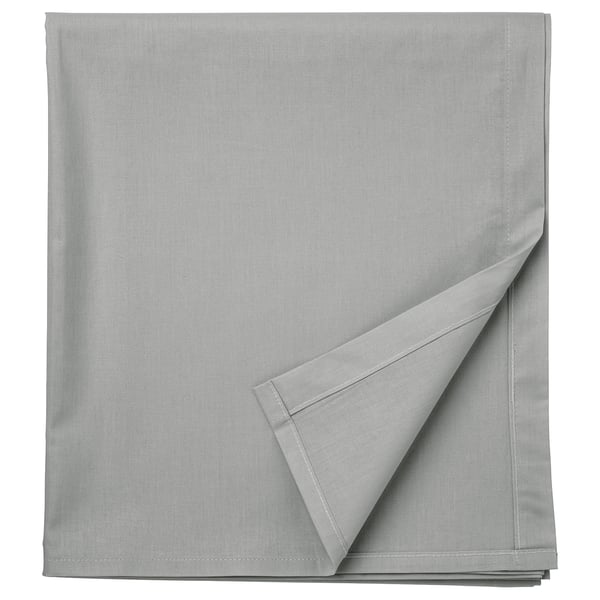 Joc de llençols de cotó gris DVALA; Forma rectangular, ben plegat, color gris clar senzill, 100% cotó.