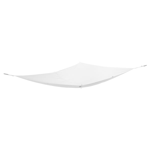 Vela d'ombra DYNING blanca, rectangular, teixit antiuv, ganxos d'alumini.