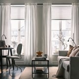 DYTÅG Cortina, 1 parell, blanc/amb cinta de frunzir, 145x300 cm