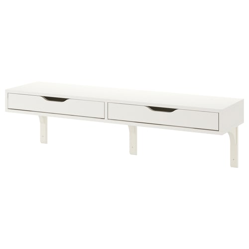 EKBY ALEX: escriptori de paret blanc amb 2 calaixos, forma rectangular, disseny elegant.
