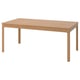 Taula de menjador de fusta ikea EKEDALEN de color marró clar amb tapa rectangular i quatre potes cantonades.