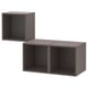 Moderns mobles d'emmagatzematge EKET rectangulars, gris fosc, muntats a la paret; disseny modular.