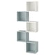 Emmagatzematge cub de paret Ikea EKET en quadrats blaus i blancs, disseny modern.