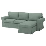 EKTORP Funda sofà 3 places chaise-longue, Hemmesta verd grisenc