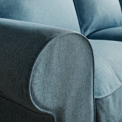 EKTORP Sofà de 3 places amb chaise longue, Naggen blau grisenc