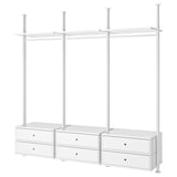 Sistema d'emmagatzematge modular ELVARLI blanc amb prestatges i calaixos.