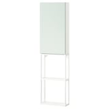 ENHET: armari blanc amb porta de color verd clar, prestatgeries metàl·liques, disseny vertical.