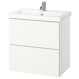 Tocador de bany ENHET blanc amb 2 calaixos, lavabo rectangular, aixeta cromada.