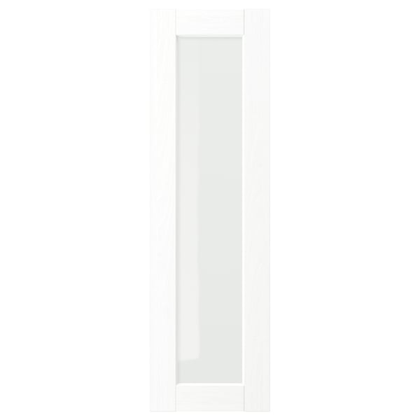 Una porta d'armari ENKÖPING blanca amb un panell de vidre esmerilat. Un disseny modern i rectangular.