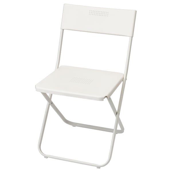 Cadira plegable FEJAN, blanca, acer i plàstic, disseny minimalista.