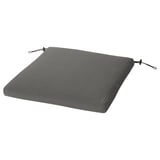Coixí de cadira d'exterior quadrat gris amb corbates, cremallera i patró d'espiga.