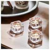 GLANSLIND Espelma petita perfumada, vainilla fumada/beix clar, 3.5 hr