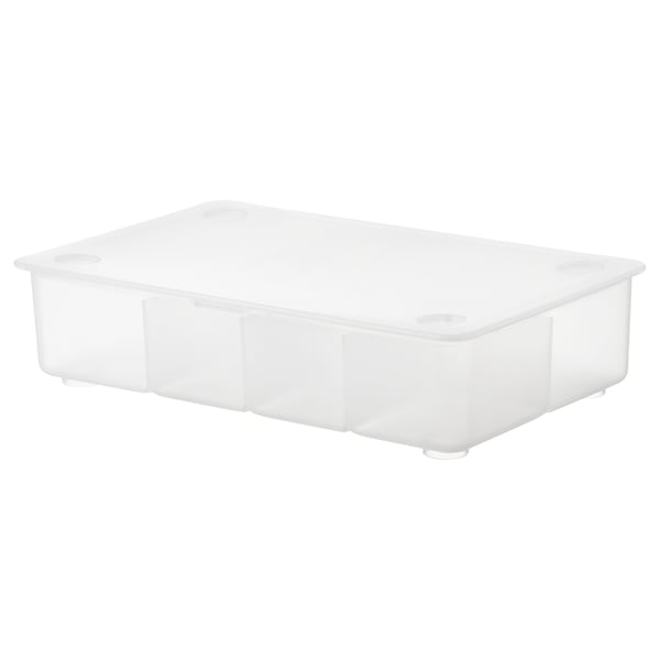 Caixa de plàstic blanc GLIS, apilable, rectangular, amb tapa per organitzar objectes petits.